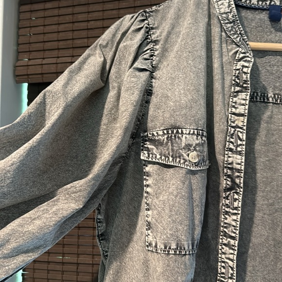 Western style grey denim button down, Pilcro/Anthropologie, Size M - Picture 2 of 4